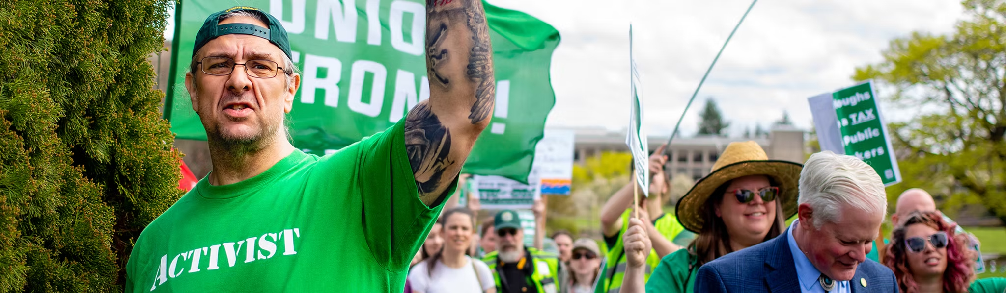Union members at a rally