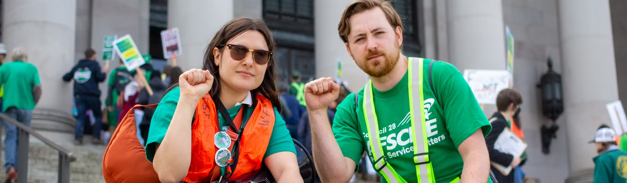 Union members at a rally